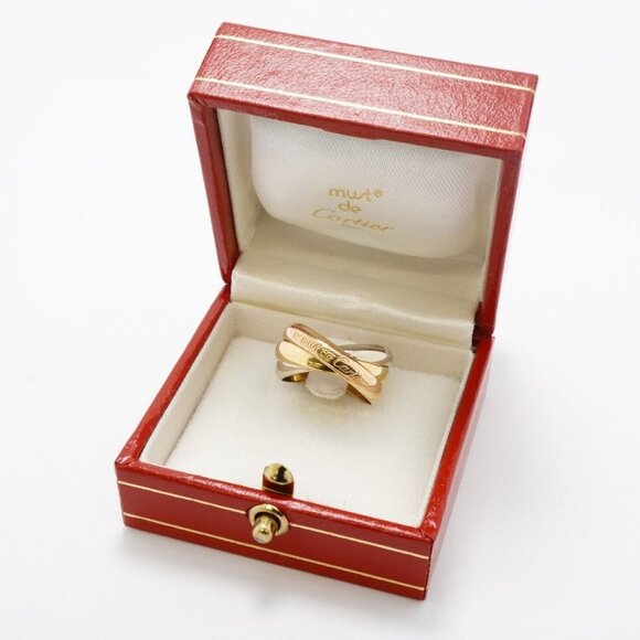 CARTIER Trinity Ring 51 K18YG 18K Yellow Gold White Gold Rose Gold Women's - Picture 2 of 8